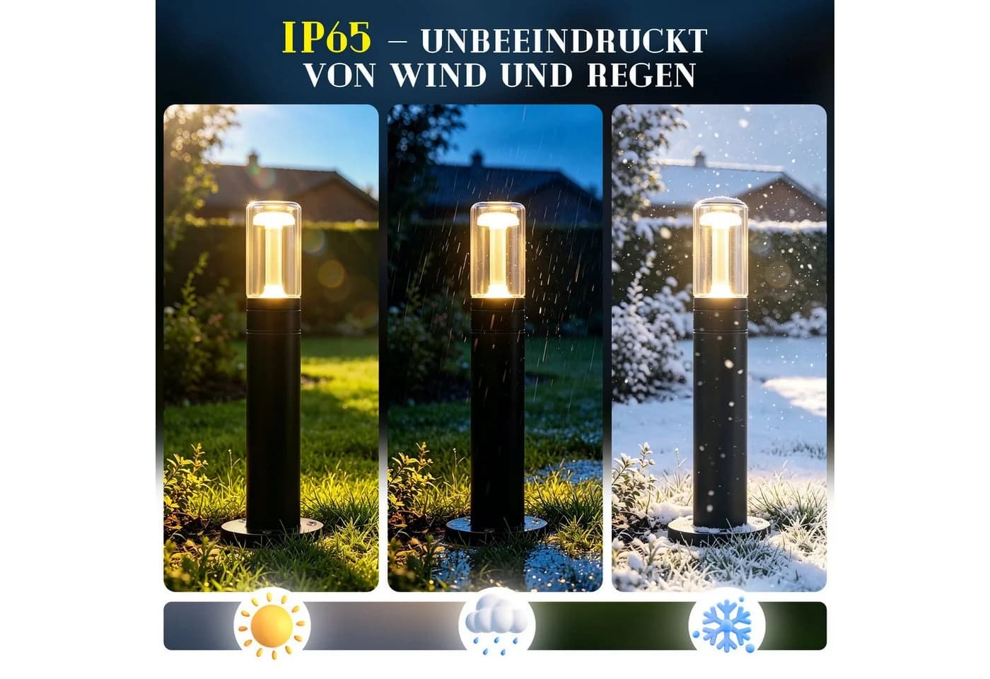 ZMH Stehlampe LED 40cm Schwarz Wegeleuchte Garten - Bild 3