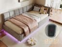 PXloue Polsterbett mit LED und USB-Ladeanschluss Grau Bild 5
