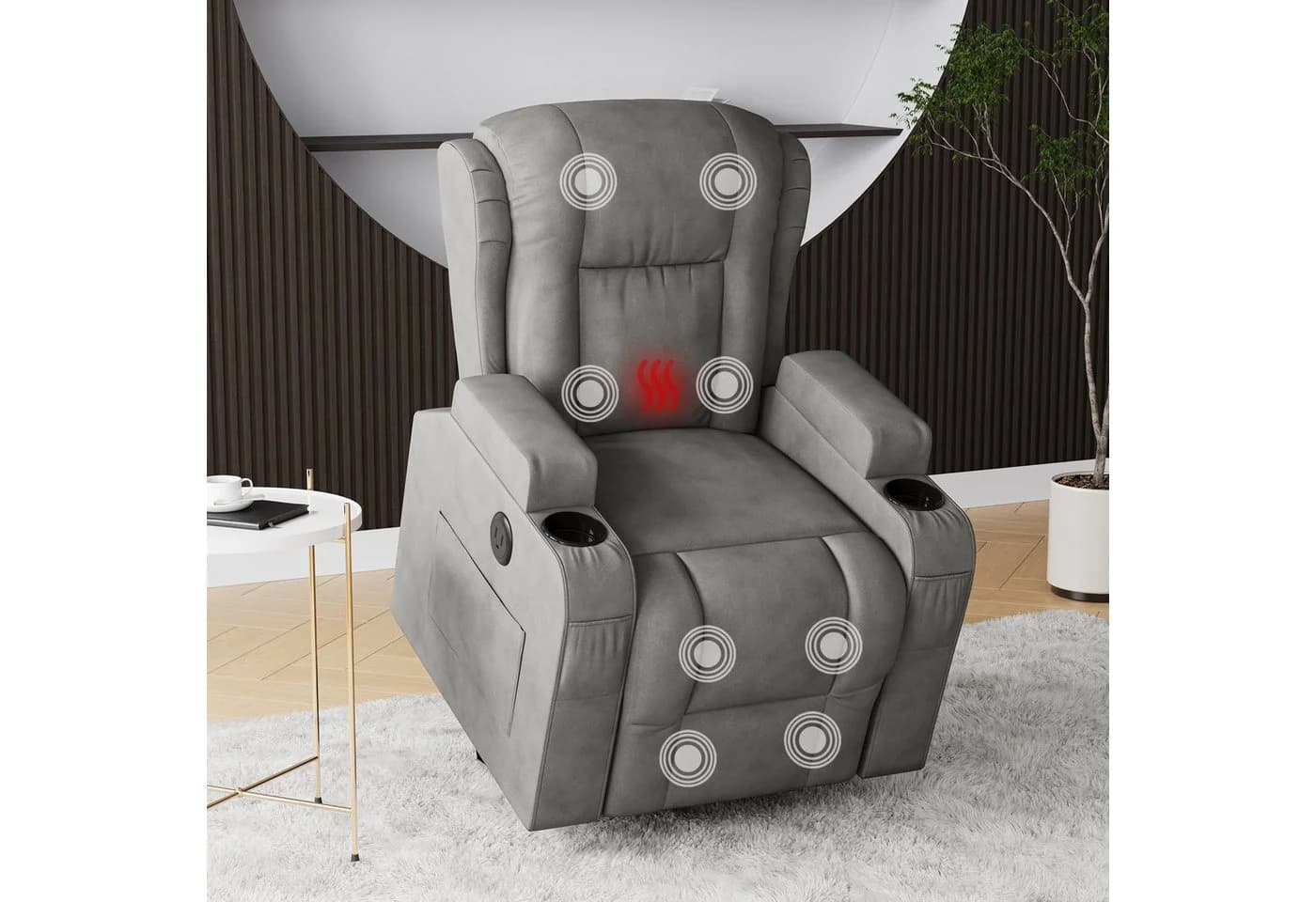 PXloue Massagesessel Grau Elektrisch mit Massage, Wärme & Aufstehhilfe - Bild 2
