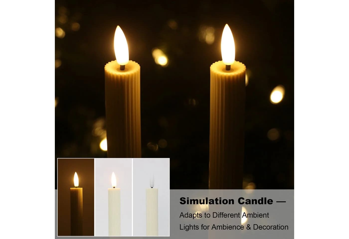 kisidus LED-Kerze LED Stabkerzen mit Fernbedienung 12-tlg. Warmweiß Streifendesign