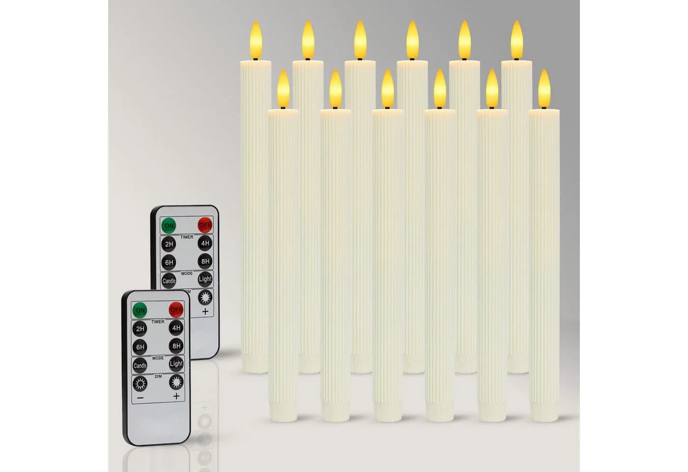 kisidus LED-Kerze LED Stabkerzen mit Fernbedienung 12-tlg. Warmweiß Streifendesign - Bild 2