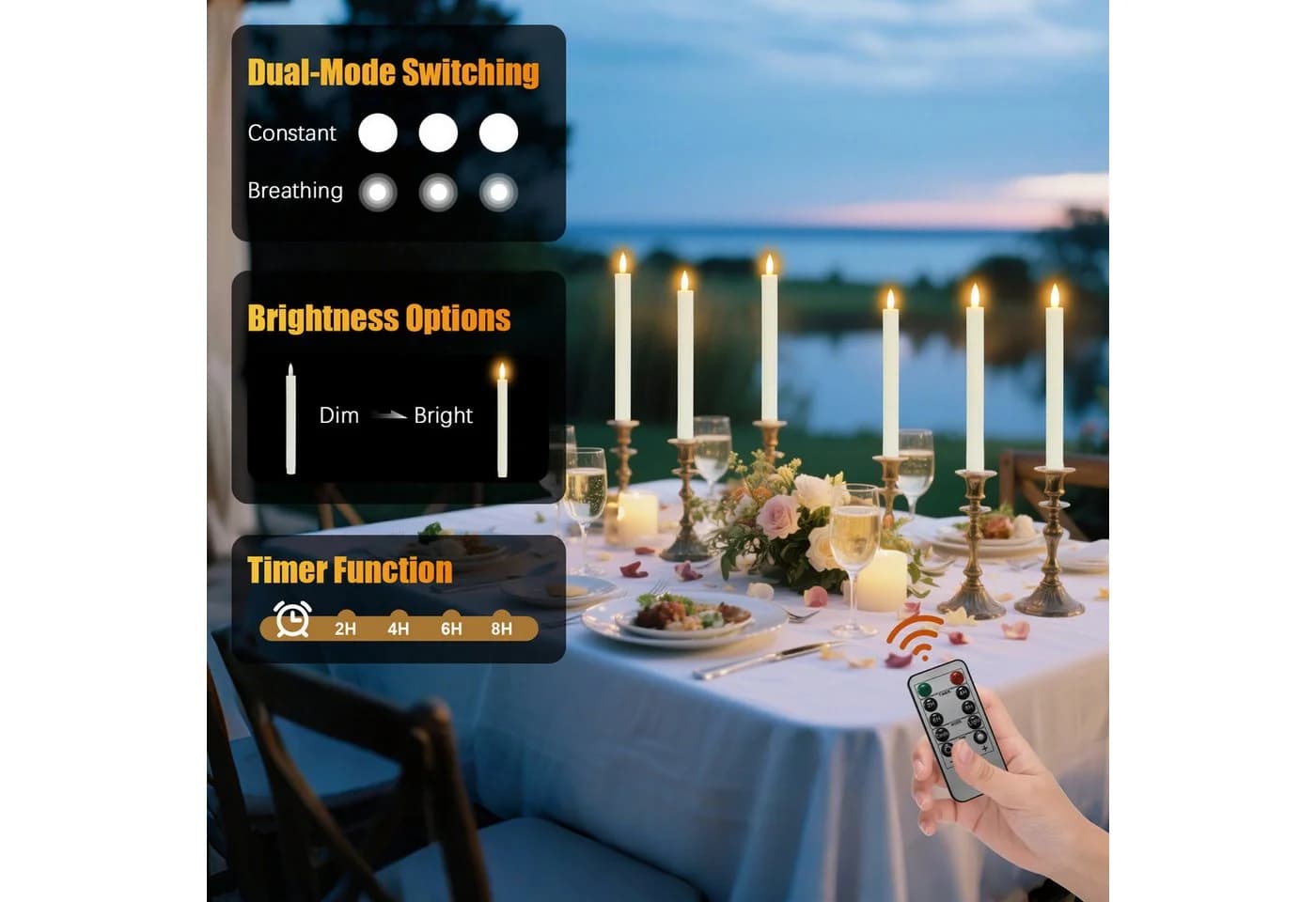 kisidus LED-Kerze LED Stabkerzen mit Fernbedienung 12-tlg. Warmweiß Streifendesign - Bild 3
