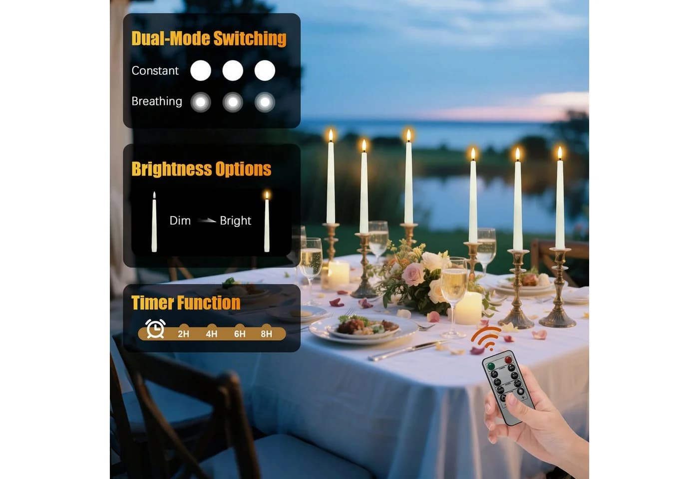 kisidus LED-Kerze LED Stabkerzen mit Fernbedienung 12-tlg. 3D Docht - Bild 3