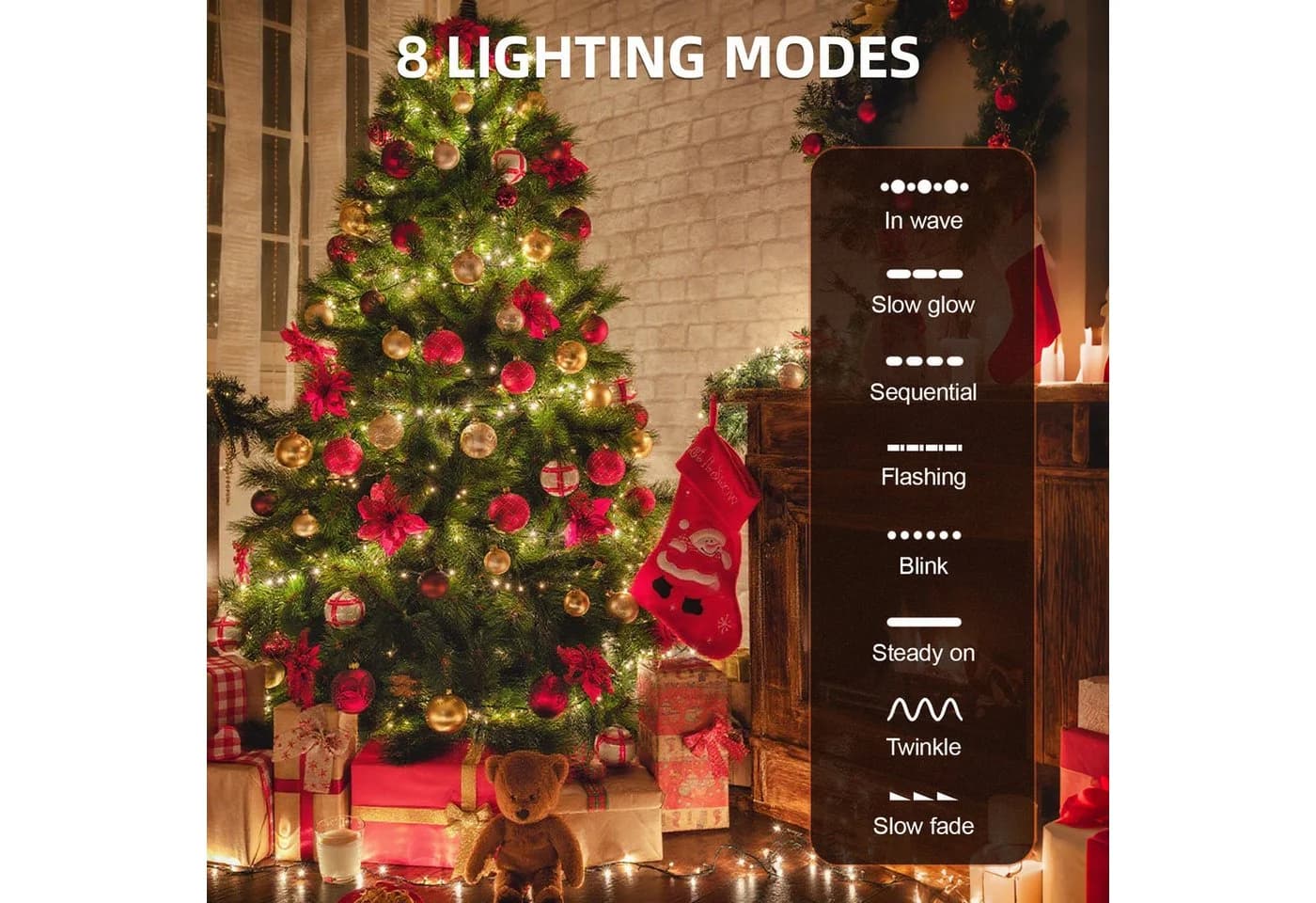 OZAVO LED-Lichterkette 30m 300 LEDs Warmweiß Fernbedienung Timer