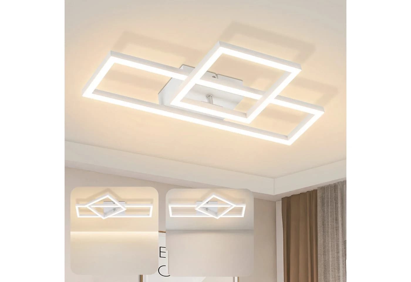 ZMH LED Deckenleuchte Wohnzimmer Schwarz/Weiß 2 Rahmen 3000K
