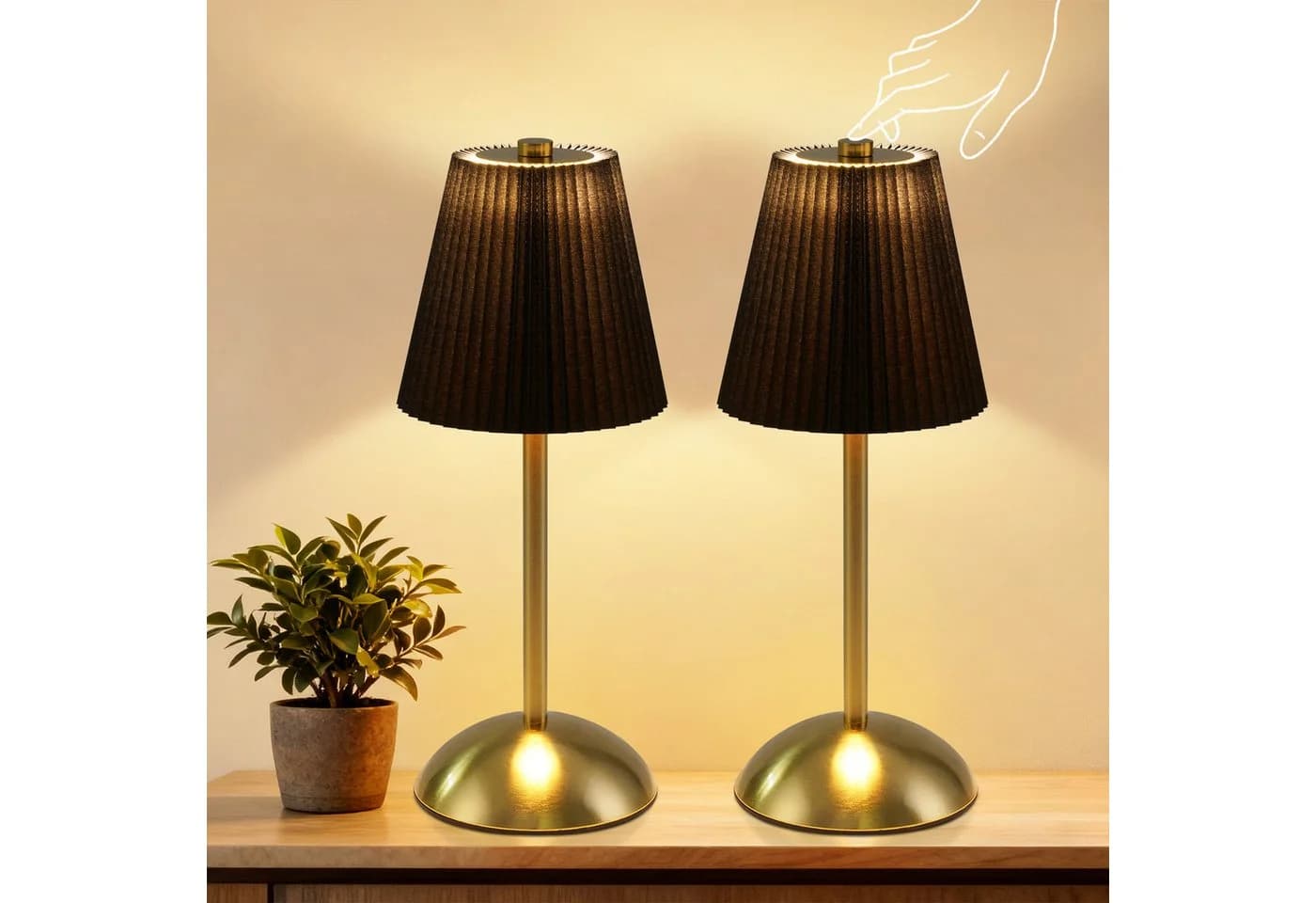 ZMH LED Tischleuchte 2er Set Akku Touch Dimmbar Schwarz - Bild 2