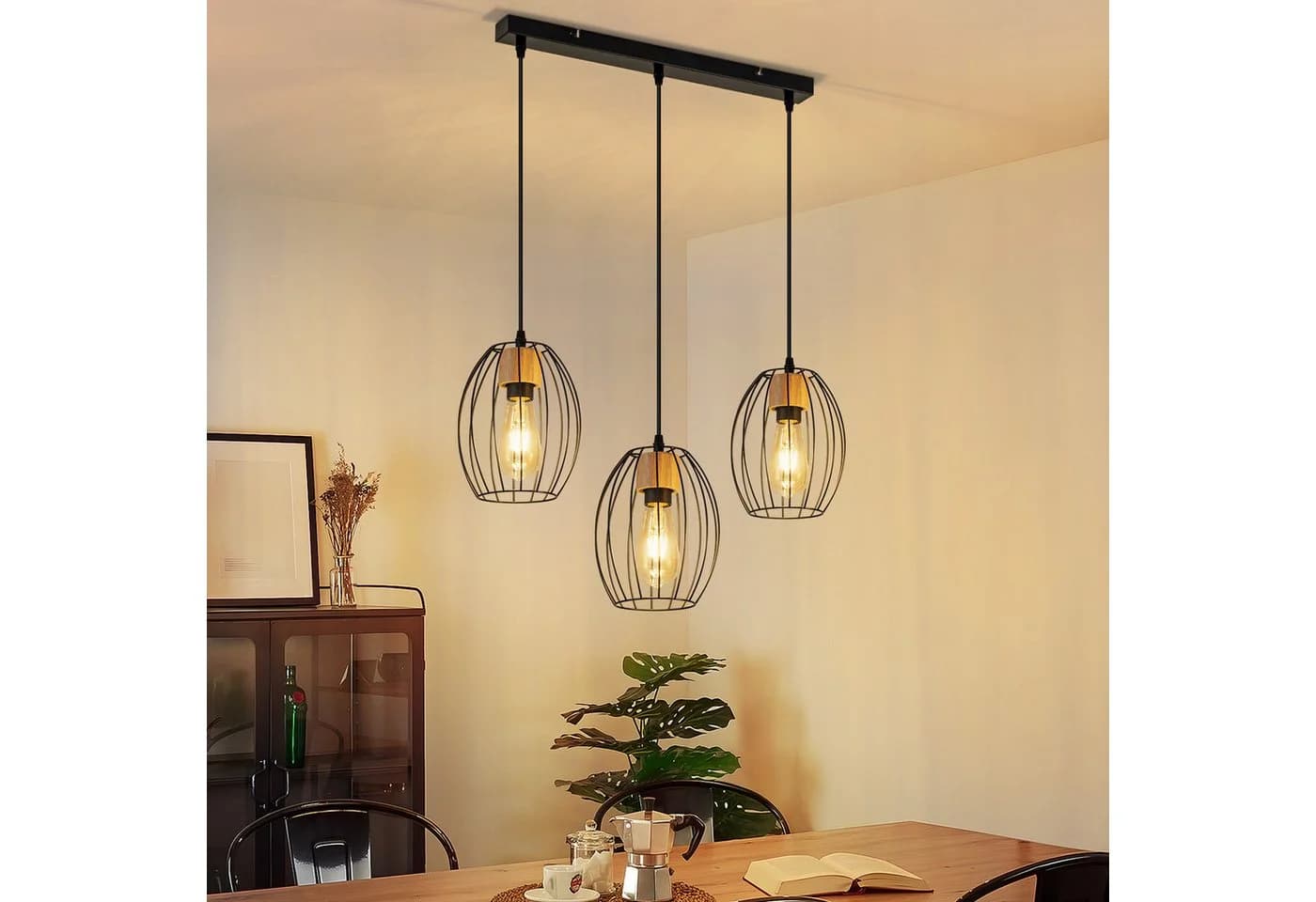 ZMH Pendelleuchte Industrielook Schwarz E27 Höhenverstellbar - Bild 2