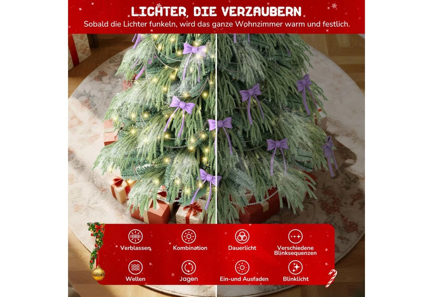 Ferghana Künstlicher Weihnachtsbaum 150/180/210/250cm mit LED-Beleuchtung - Bild 5