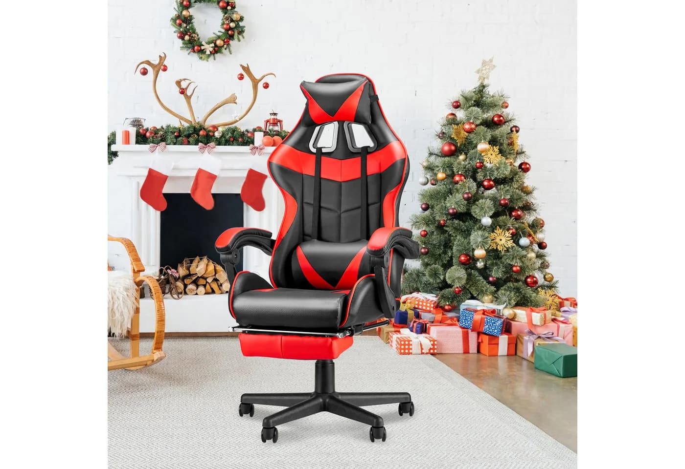 Ferghana Gaming-Stuhl mit Massagefunktion, Kopfstütze und Fußstütze - Bild 2