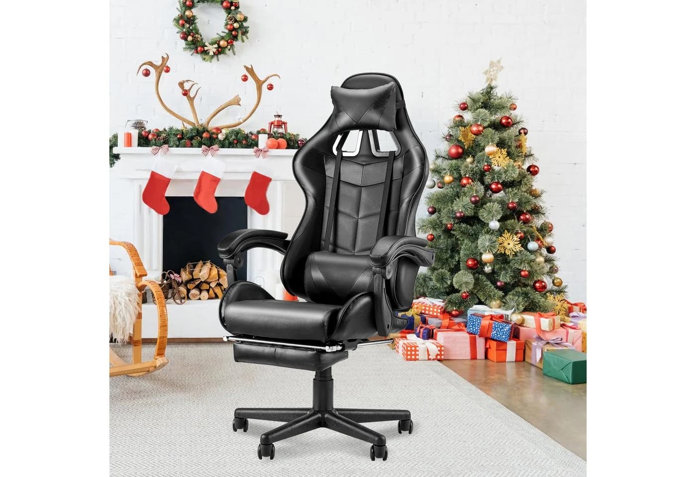 Ferghana Gaming-Stuhl mit Massagefunktion, Fußstütze und Kopfstütze - Bild 2