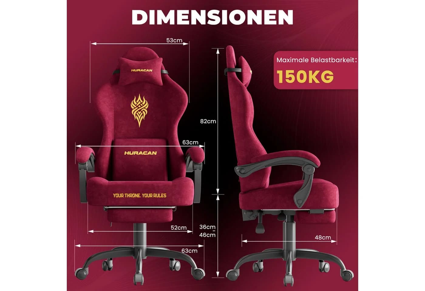 Huracan Gaming-Stuhl mit Massagefunktion und Fußstütze Rot