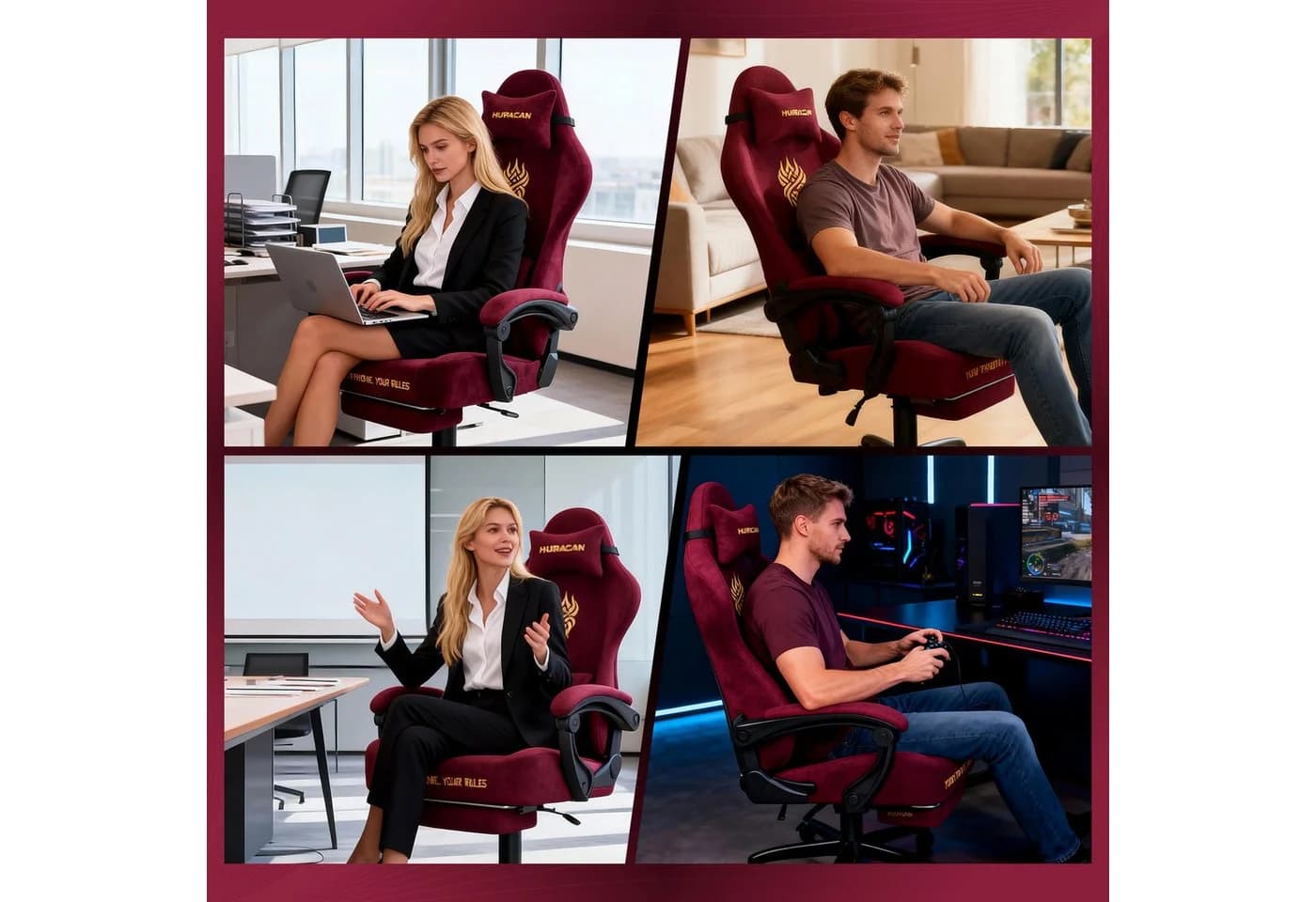 Huracan Gaming-Stuhl mit Massagefunktion und Fußstütze Rot - Bild 3