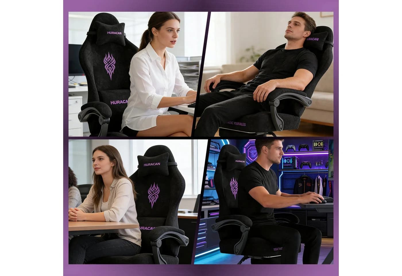 Huracan Gaming-Stuhl Massage Ergonomisch mit Fußstütze - Bild 3