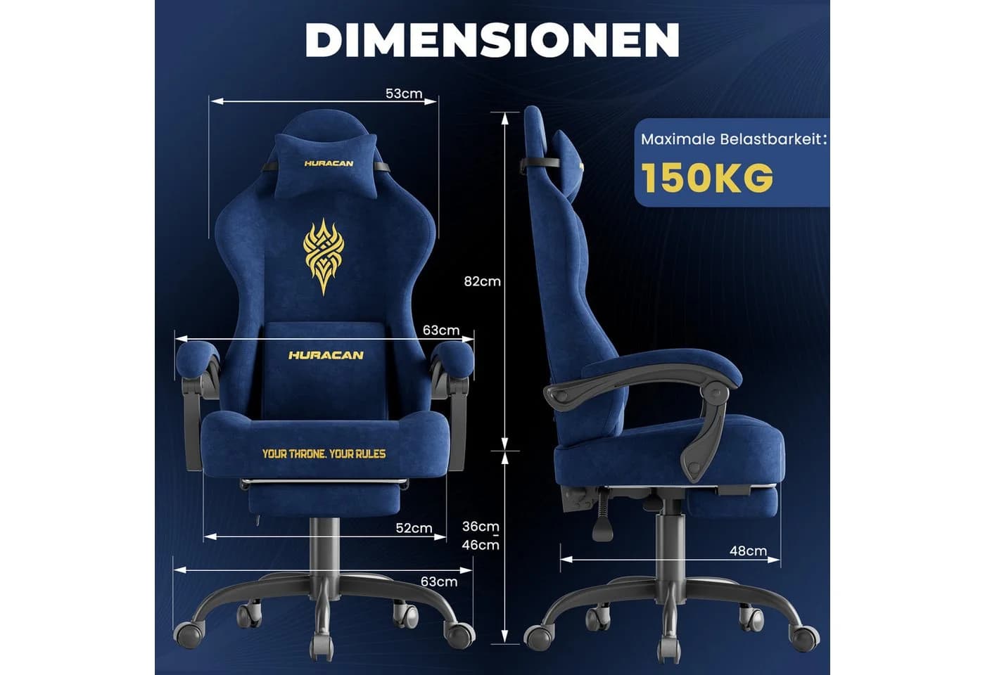 Huracan Gaming-Stuhl Massage Gaming Sessel mit Fußstütze