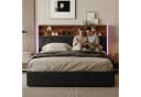 Gdood Polsterbett mit LED, USB-Anschlüssen & Stauraum Schwarz Bild 5