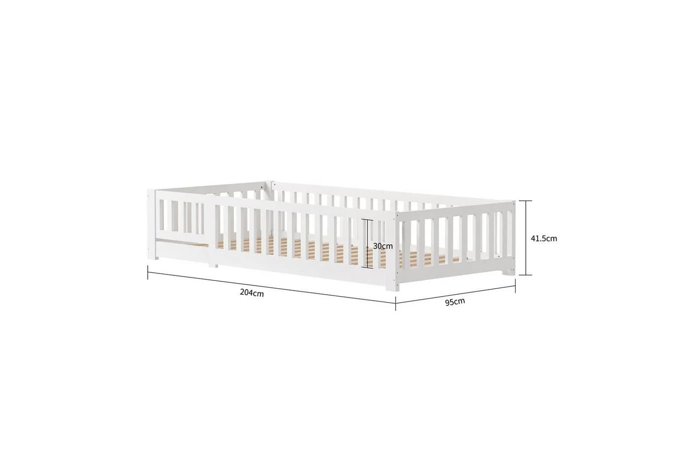 Gdood Kinderbett Massivholzbett Bodenbett Zaunbett Einzelbett Montessori 90x200 cm - Bild 3