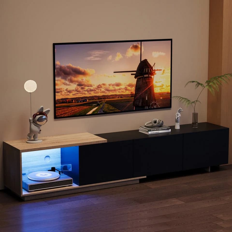 PXloue TV-Schrank Ausziehbarer TV-Schrank mit 3 Schubladen LED-Beleuchtung - Bild 2