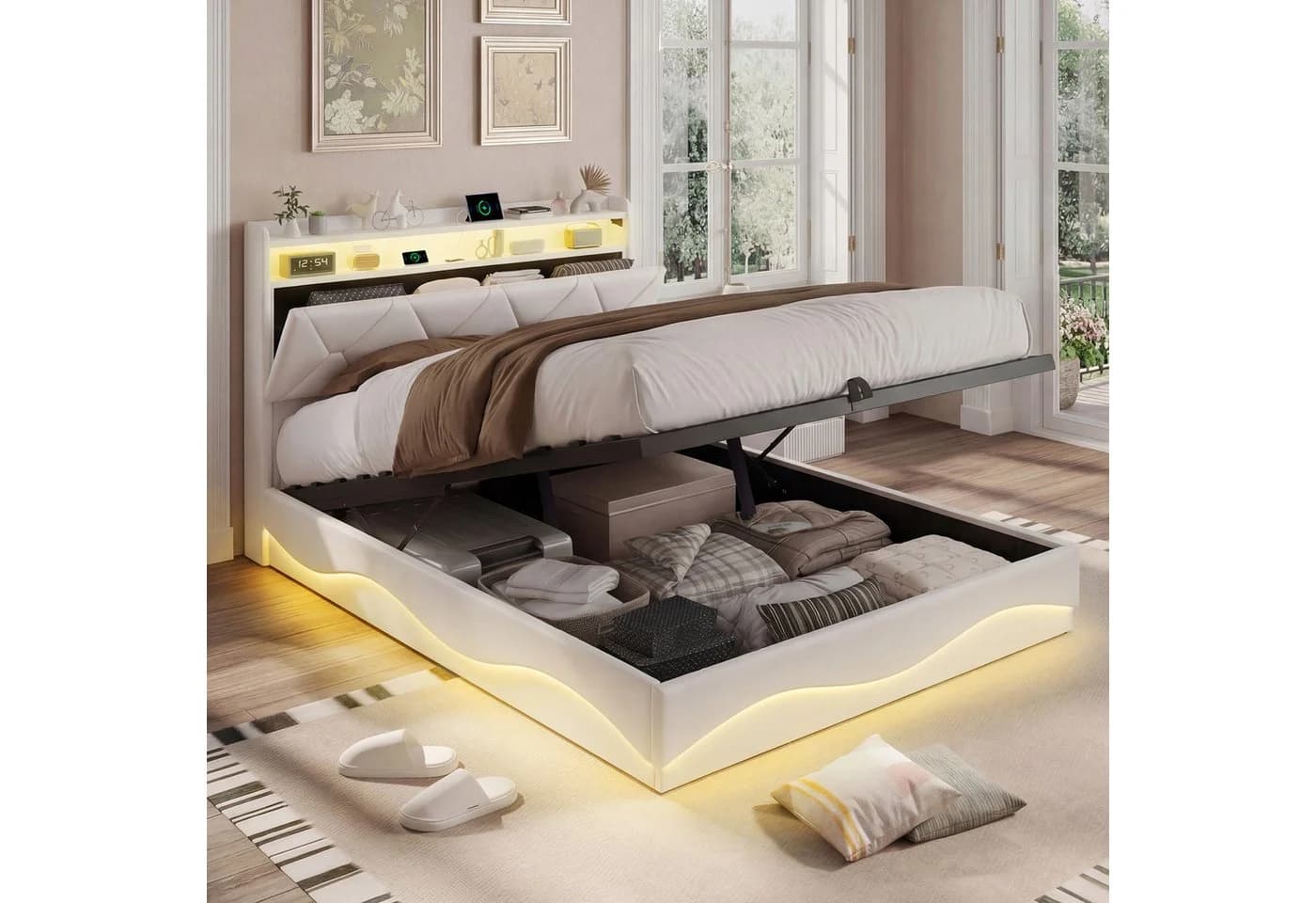 Simurq Polsterbett 160x200 mit Stauraum, LED & USB - Bild 2