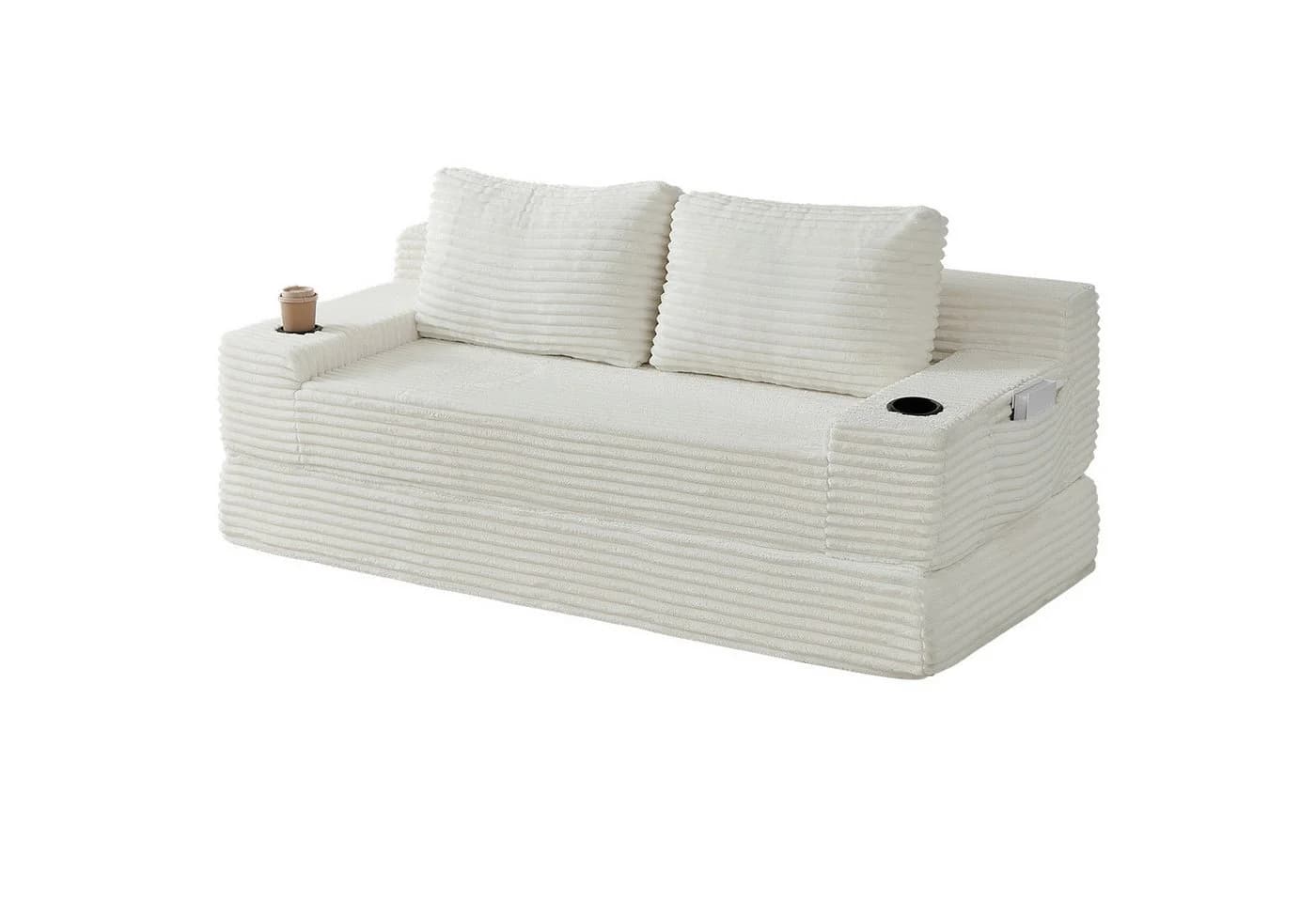 GLP Schlafsofa 2-Sitzer Cord-Stoff Weiß mit Bettfunktion