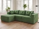 GLP Ecksofa Cord Grün 3-Sitzer mit Hocker Modulsofa Bild 2