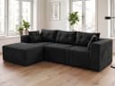 GLP Ecksofa 3-Sitzer mit Hocker Cord Modulsofa Anthrazit Bild 2