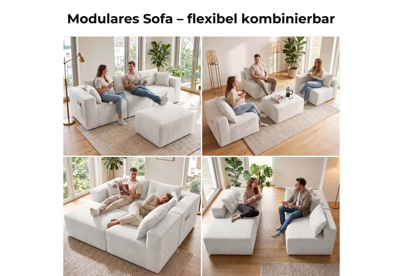 GLP Modulares Ecksofa 254 cm Cord mit Hocker - Bild 5