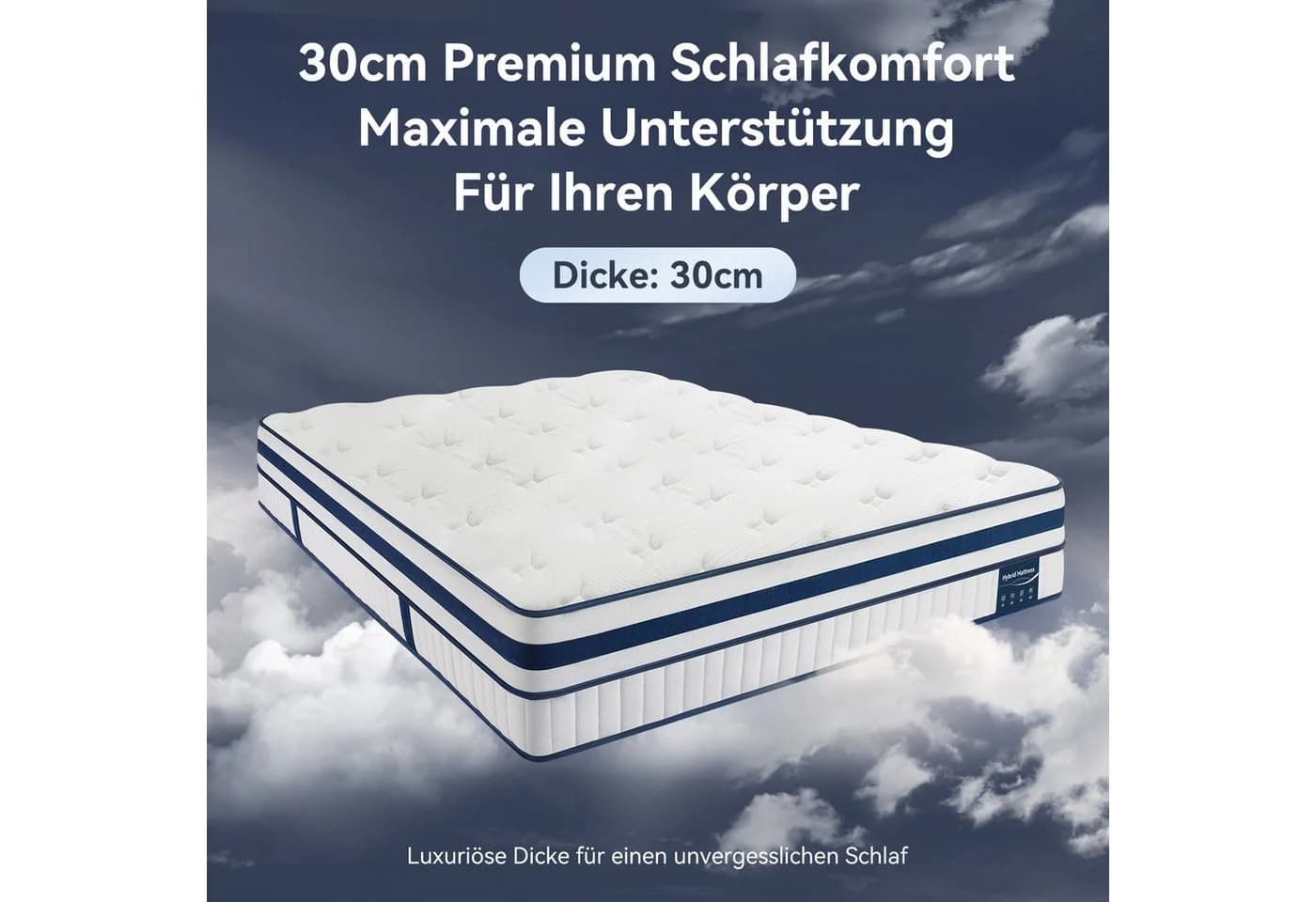 Niceluck Boxspringmatratze 7-Zonen Hybridmatratze 30cm H3 - Bild 3