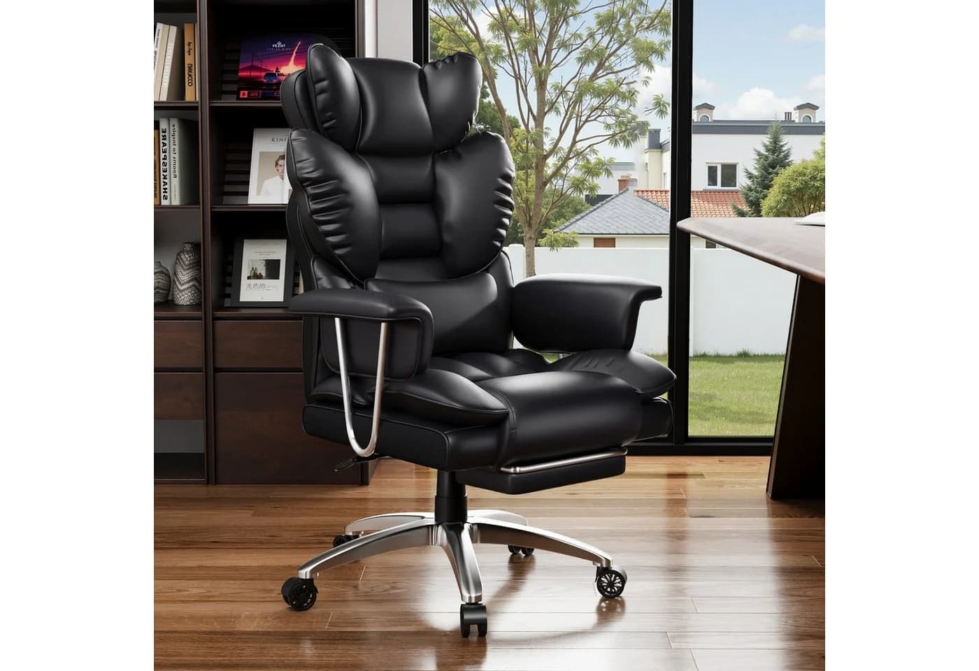 ZAISZE Bürostuhl Ergonomisch mit Ruhefunktion & Fußstütze Schwarz - Bild 3