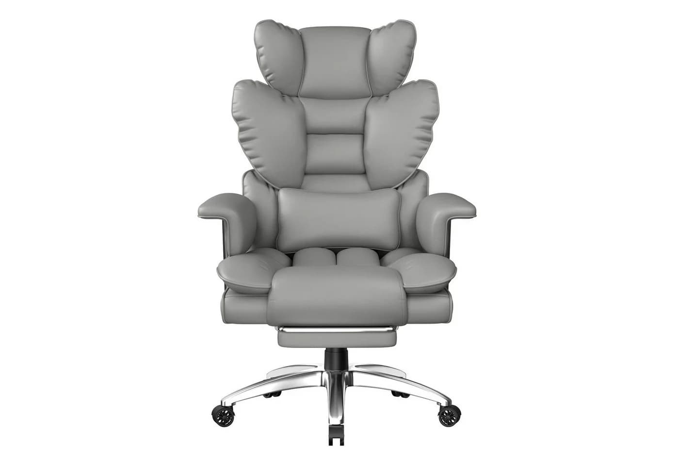 ZAISZE Bürostuhl Grau Ergonomisch mit Fußstütze & Kopfstütze