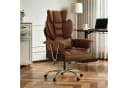 ZAISZE Bürostuhl Ergonomischer Leder Chefsessel mit Fußstütze Braun Bild 5