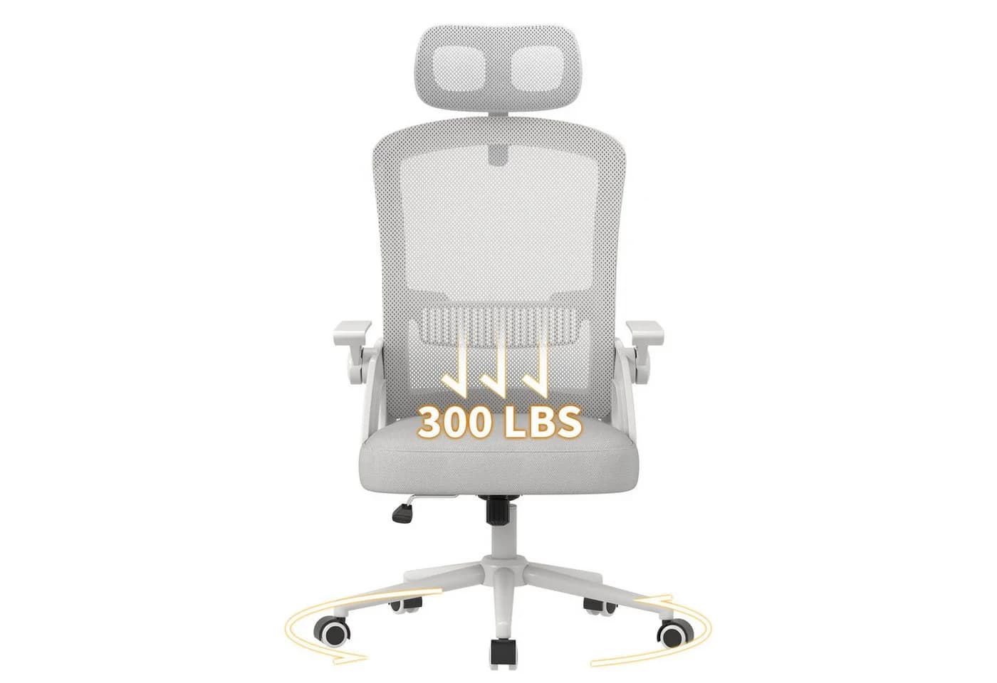 ZAISZE Ergonomischer Bürostuhl Grau drehbar höhenverstellbar - Bild 3