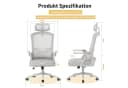 ZAISZE Ergonomischer Bürostuhl Grau drehbar höhenverstellbar Bild 4