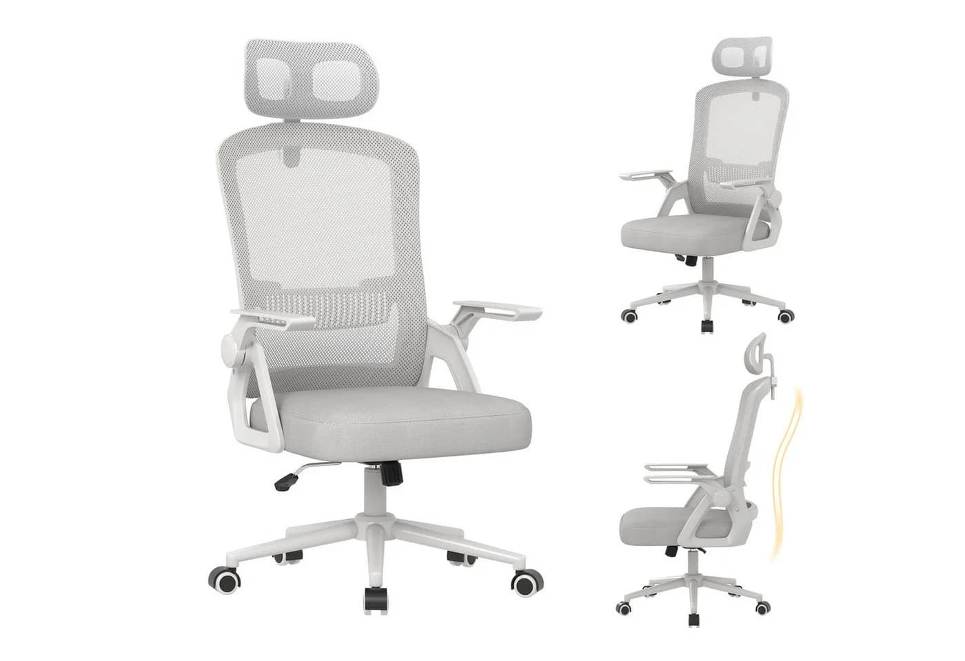 ZAISZE Ergonomischer Bürostuhl Grau drehbar höhenverstellbar - Bild 5