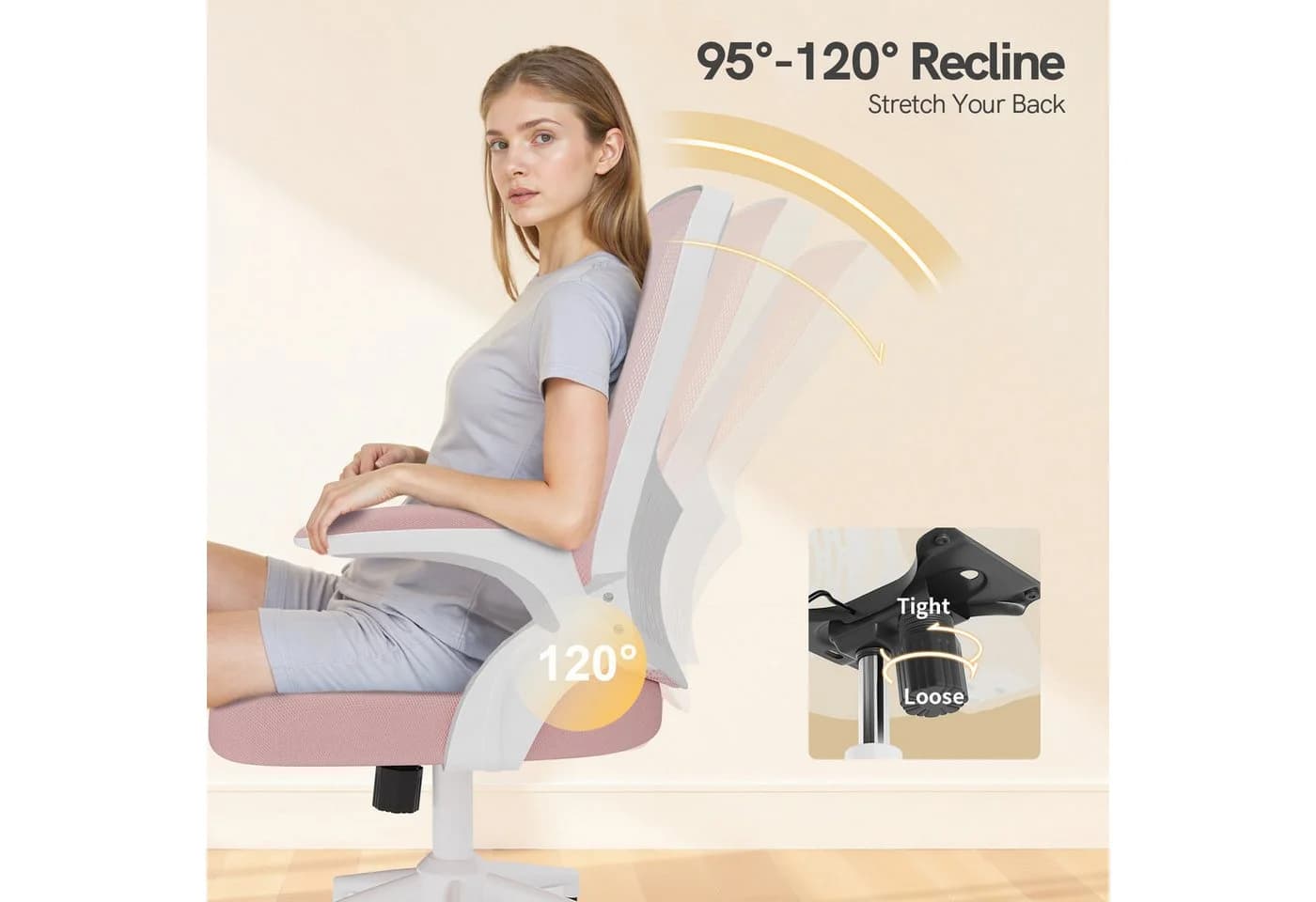 ZAISZE Ergonomischer Bürostuhl mit Netzbezug und verstellbarer Rückenlehne - Bild 3