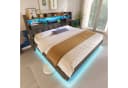 OKWISH Polsterbett mit LED-Beleuchtung, Kopfteil und Ladestation Bild 1