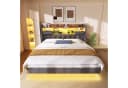 OKWISH Polsterbett mit LED-Beleuchtung, Kopfteil und Ladestation Bild 3