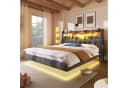 OKWISH Polsterbett mit LED-Beleuchtung, Kopfteil und Ladestation Bild 4