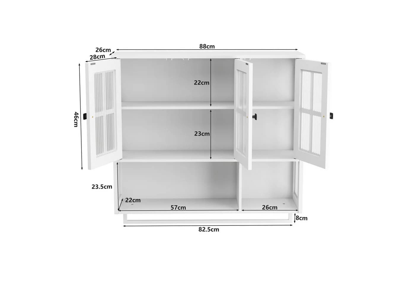 REDOM Hängeschrank 3-türiger Wandschrank aus MDF mit Glastür & Handtuchhalter - Bild 5