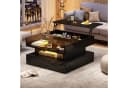 REDOM Höhenverstellbarer Couchtisch Schwarz Hochglanz mit LED & Stauraum Bild 5