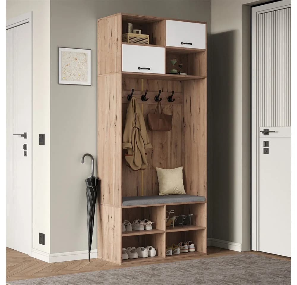 MODFU Garderoben-Set mit Sitzbank und 5 Haken - Bild 3