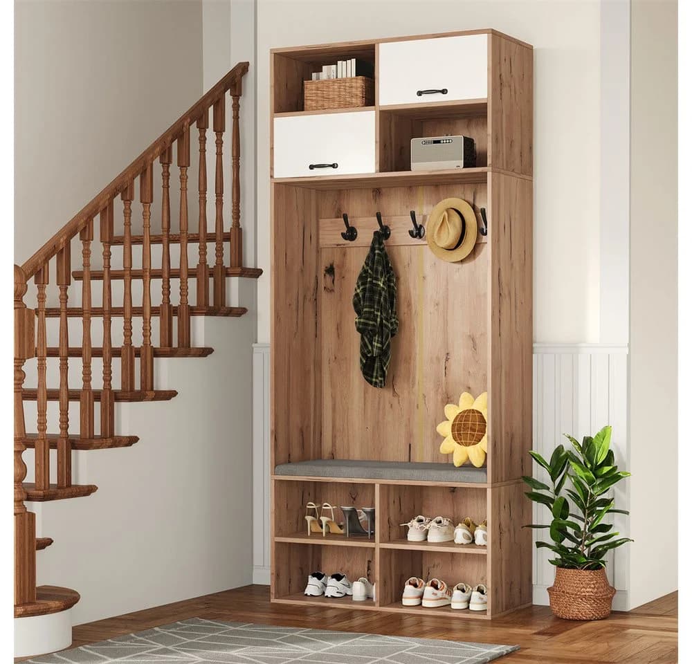 MODFU Garderoben-Set mit Sitzbank und 5 Haken - Bild 5
