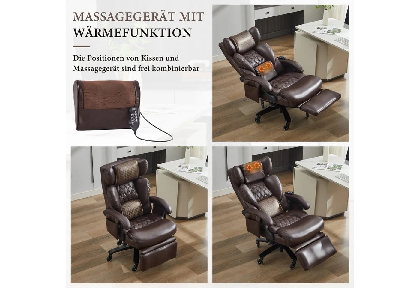 OKWISH Bürostuhl Chefsessel mit Massage- und Heizfunktion Kunstleder - Bild 4