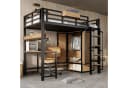 MODFU Hochbett mit Kleiderschrank und Schreibtisch Schwarz Bild 2