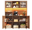 REDOM Hochschrank Standvitrine mit LED-Beleuchtung Walnuss Retro Bild 1