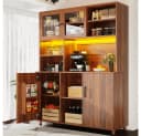 REDOM Hochschrank Standvitrine mit LED-Beleuchtung Walnuss Retro Bild 2