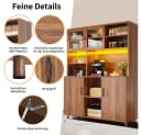 REDOM Hochschrank Standvitrine mit LED-Beleuchtung Walnuss Retro Bild 5