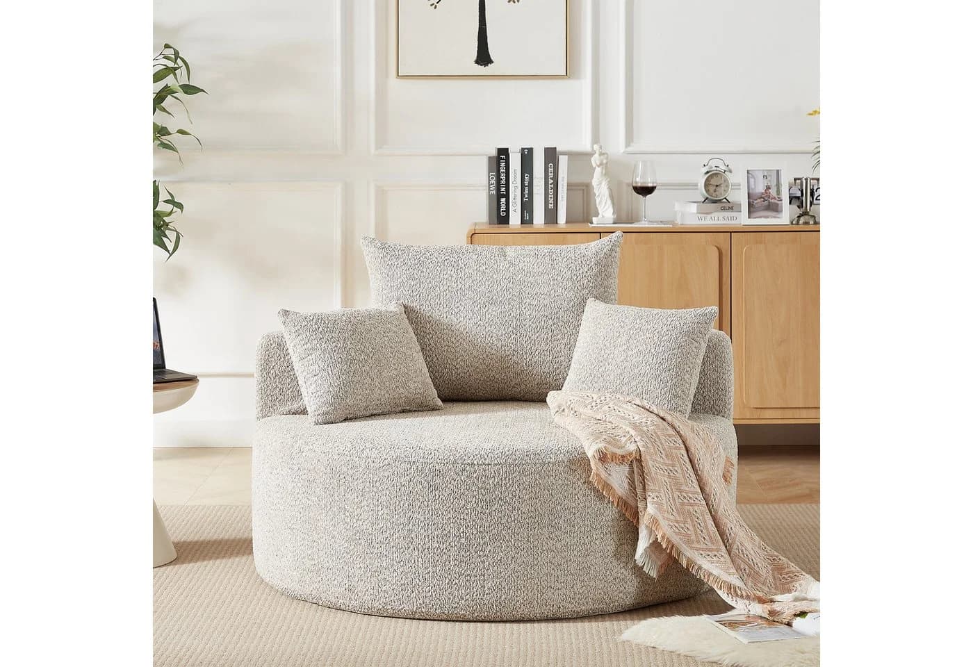REDOM Relaxsessel Chenille beige mit Relaxfunktion - Bild 3