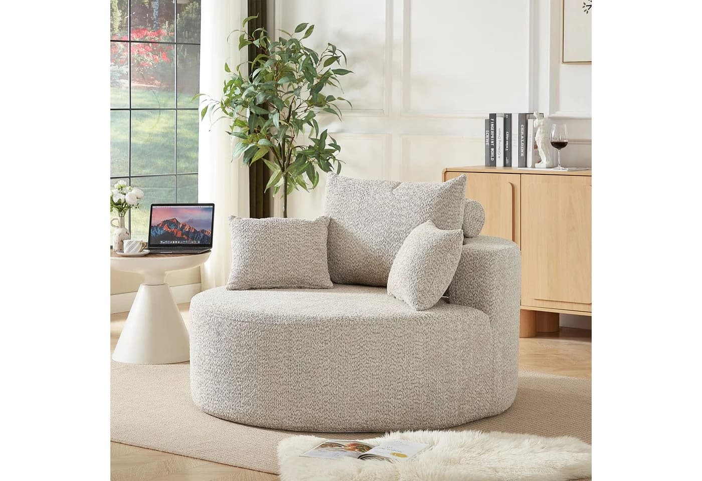 REDOM Relaxsessel Chenille beige mit Relaxfunktion - Bild 4