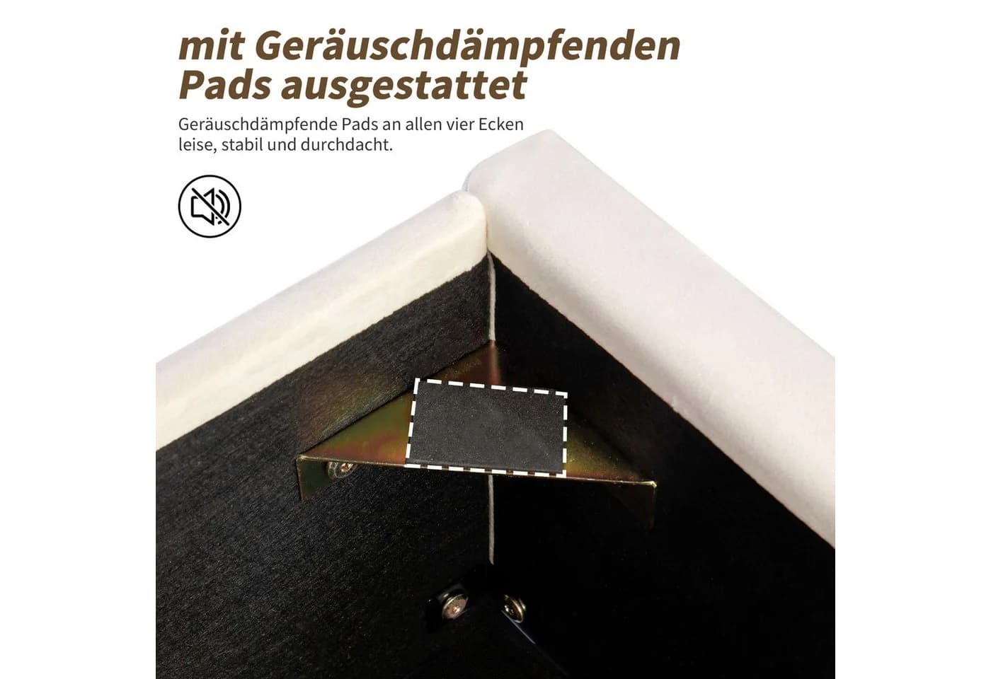 MODFU Polsterbett Stauraumbett Beige Bouclé mit gepolstertem Kopfteil - Bild 5