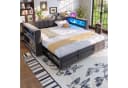 OKWISH Schlafsofa Polsterbett mit LED-Beleuchtung und Stauraum Grau Bild 2